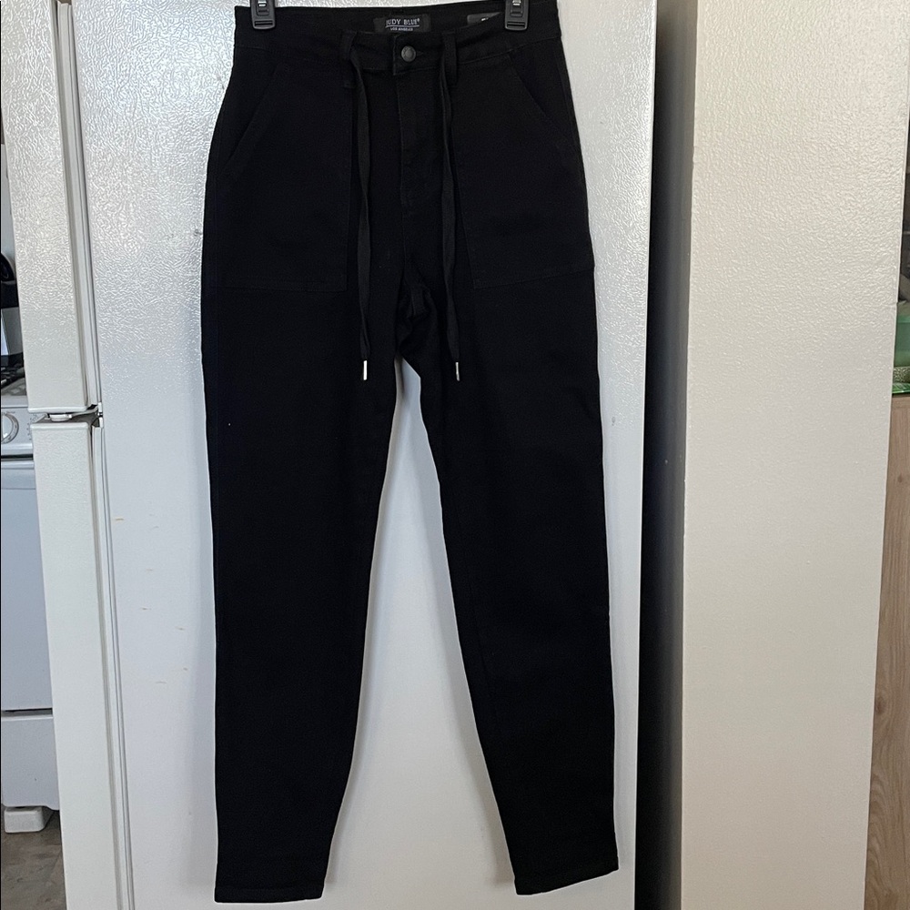Judy Blue Los Angeles 3/26 Black Jogger Cotton Blend‎ Jean Deep Pockets